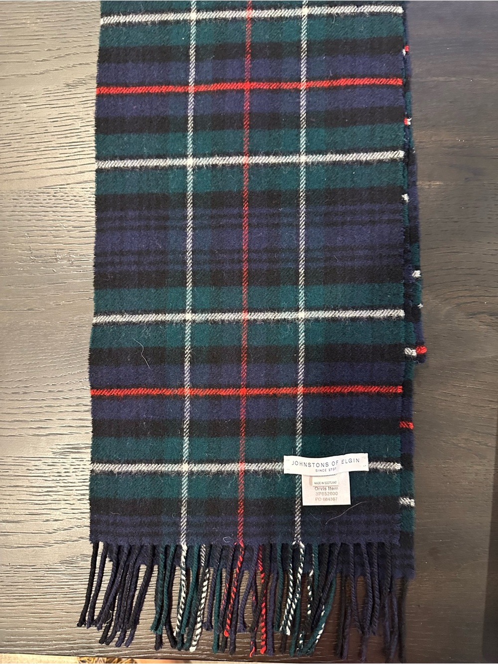 Johnston of Elgin Lambswool Scarf — Made in Scotland for Orvis — Tartan Plaid —